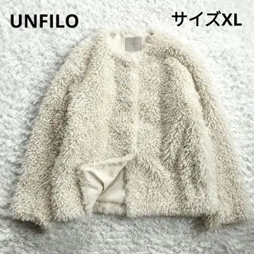 앙피로 에코 퍼 노카라 자켓 화이트 XL 빅 사이즈