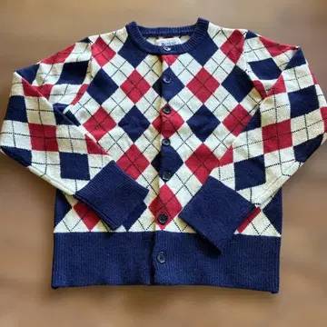 미사용 새상품 BEAMS BOY 아가일 무늬 니트 가디건