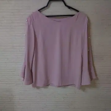 핑크 플레어 슬리브 블라우스