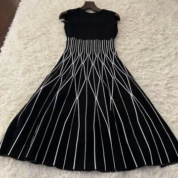 프레이 아이디 다이아 플리츠 니트 원피스 블랙