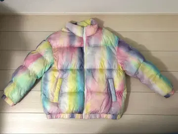 멀티 컬러 다운 자켓 레인보우