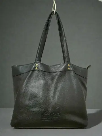 다코타 블랙 가죽 토트백