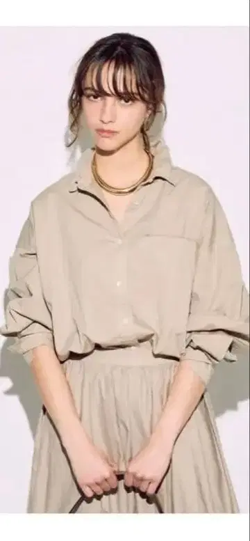 BRILL 세이힌조메 오버 셔츠 카멜 베이지