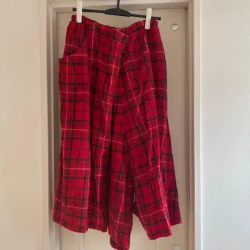 Y's 와이즈 체크 와이드 팬츠