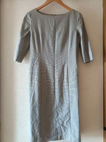 SCAPA 5부 소매 실크 혼방 울 원피스 38 그레이