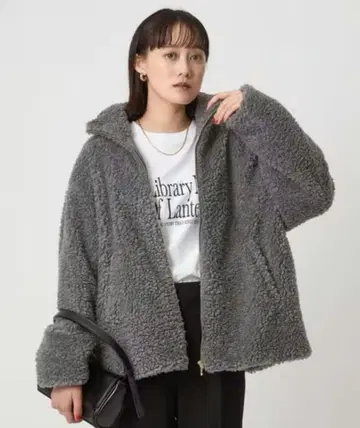 새상품 green label relaxing 보아 스탠드 카라 블루종