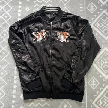 GREMLINS 자수 블랙 새틴 자켓
