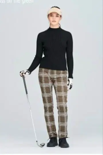 키스 온 더 그린 브라운 글렌체크 골프 팬츠 L 사이즈 여성용