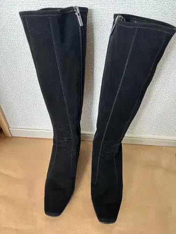 (새상품급!) 긴자 yoshinoya 23.5cm 블랙 스웨이드 롱 부츠