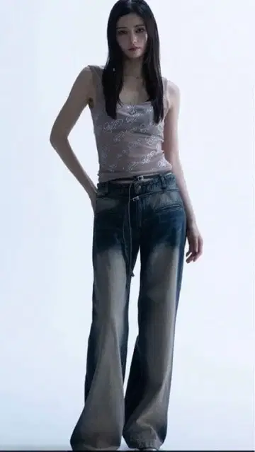 멜트더레이디 meltthelady 다크 블루 와이드 레그 데님