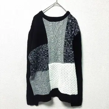 [ 인기 ] 아줄바이마우지 패치워크 케이블 니트 스웨터 L 혼합