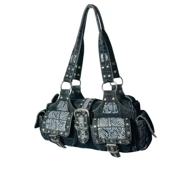 다크 데님 숄더백