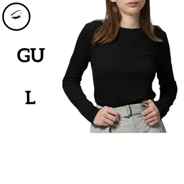 지유 소프트 리브 크루넥 t셔츠 L 롱t 블랙 루즈핏 봄 가을 겨울