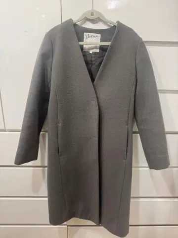 Dessins 그레이 롱 코트 허리 리본 포함