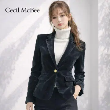 세실 맥비 CECIL McBEE 벨로아 자켓 골드 버튼 블랙 S