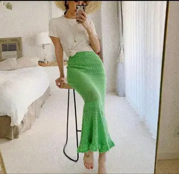 SeaRoomlynn 크로셰 머메이드 스커트 그린