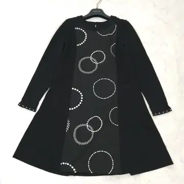 새상품급 히로코비스 플레어 원피스 A라인 자수 절개 9 성숙/러블리 블랙