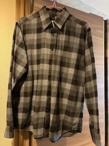 띠어리 그레이 계열 체크 긴팔 셔츠 S
