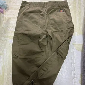 Dickies 카고 팬츠 올리브 그린 사이드 지퍼 부착