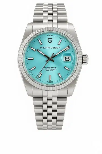 자동 와인딩 남성용 손목시계 아이스 블루 쥬빌리 브레스 방수