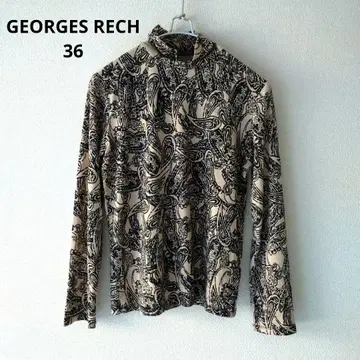 조르주 레쉬 페이즐리 무늬 터틀넥 티셔츠 핑크 블랙 36