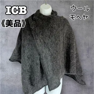 [ 새상품급 ] ICB 아이씨비 울 모헤어 숄 판초 비대칭
