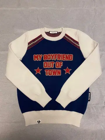 MARK & LONA 크루넥 니트 풀오버 화이트 x 네이비 36 사이즈