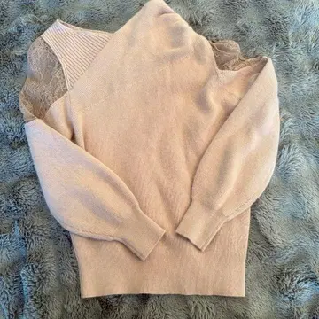 snidel 레이스 오프숄더 니트 핑크