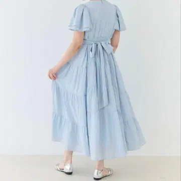 앙데팡당 블루 스카이블루 티어드 원피스