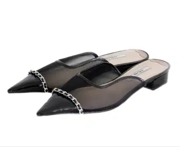 Herlipto 오간자 체인 뮬스 38 블랙