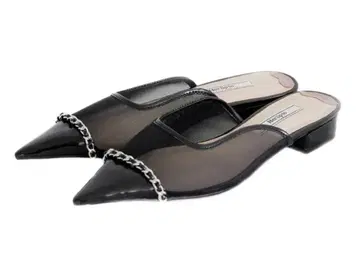 Herlipto 오간자 체인 뮬스 38 블랙