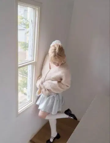 mugue 허리 레이스 벌룬 미니 스커트 미사용 새상품