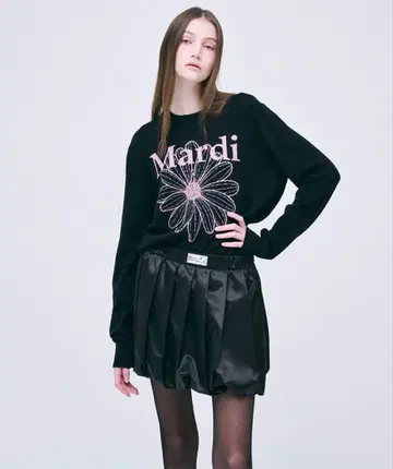 Mardi 꽃무늬 프린트 블랙 니트