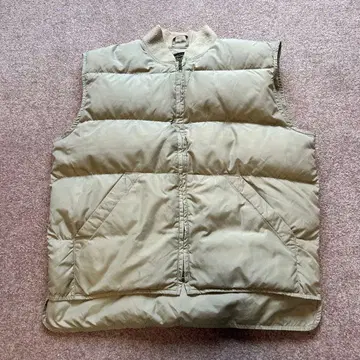 Eddie Bauer 다운 베스트 카키 블랙 택 80s 짧은 기장