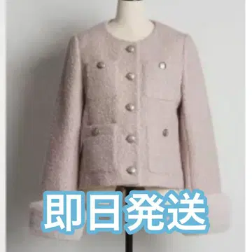 tocco closet 탈부착 가능한 소매 퍼 부클레 재킷