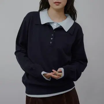 MUHET 뮤에타 레이어드 스타일 폴로 니트