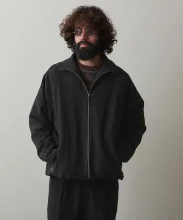 스티븐 앨런 플리스 스탠드 칼라 하프 블루종