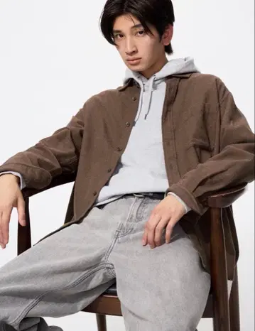 유니클로 플란넬 셔츠 브라운 XL 사이즈