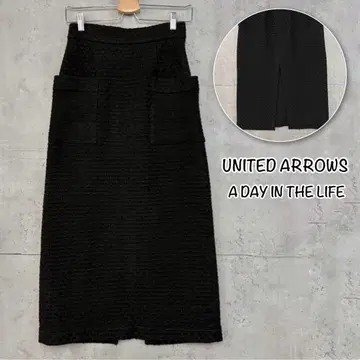 A DAY IN THE LIFE 트위드 패치 포켓 타이트 스커트