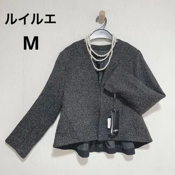 루일 에 부티크 트위드 노라펠 페플럼 자켓 노카라