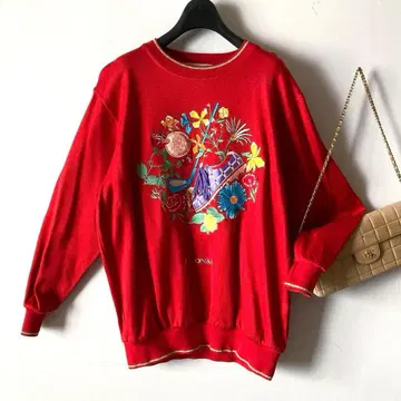 레오나르 *고급 코튼 자수 디자인 듬뿍 루즈 니트*F