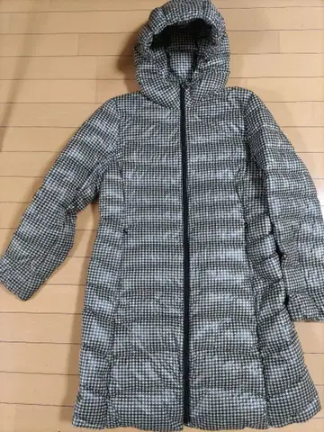 유니클로 후드 부착 다운 코트 하운드투스 XL