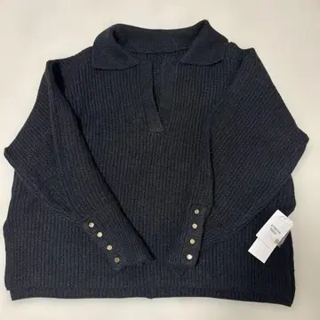 블랙 폴로 옷깃 니트 스웨터