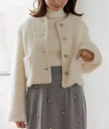 flower 플라워 플러피 자켓 2 프리 사이즈 아이보리