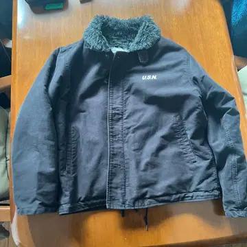 U.S.N 블랙 밀리터리 자켓 사이즈 42 NAVY 덱 자켓