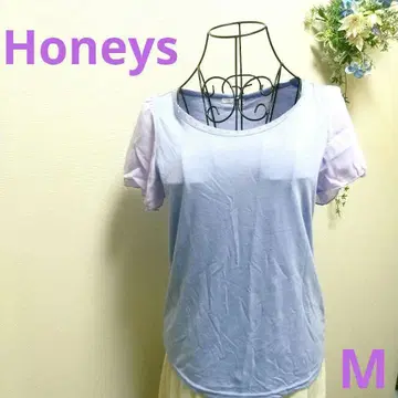 Honeys 퍼플 상의 큐빅 프릴 소매 돌려 입기 0059