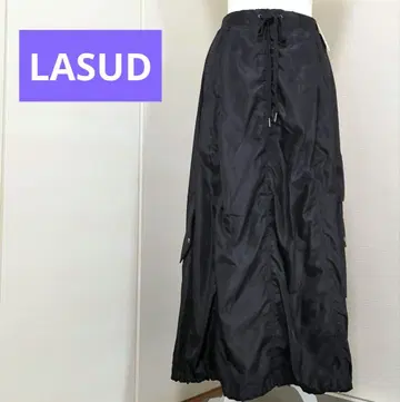 [ LASUD ] 셔링 디자인 플레어 스커트 블랙 미사용 새상품