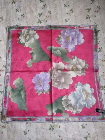 LEONARD 꽃무늬 실크 손수건 핑크