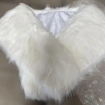 Mesonge Fourrure 인조 모피 숄 화이트