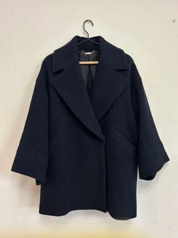 라운지 드레스 네이비 리브 편직 테일러드 코트 일본제